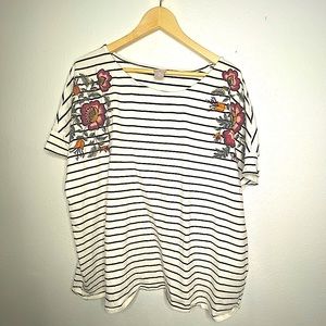 Embroidery flower Chico’s 4R XXL Cotton shirt